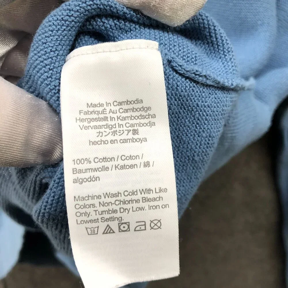 J. Crew Cotton Crewneck Sweater Mens XL Garter Stitch Blue‎ Pullover